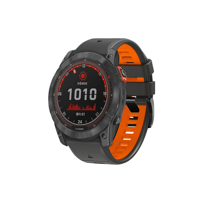 FixPremium - Dvoubarevný silikonový řemínek pro Garmin (QuickFit 26 mm), šedý