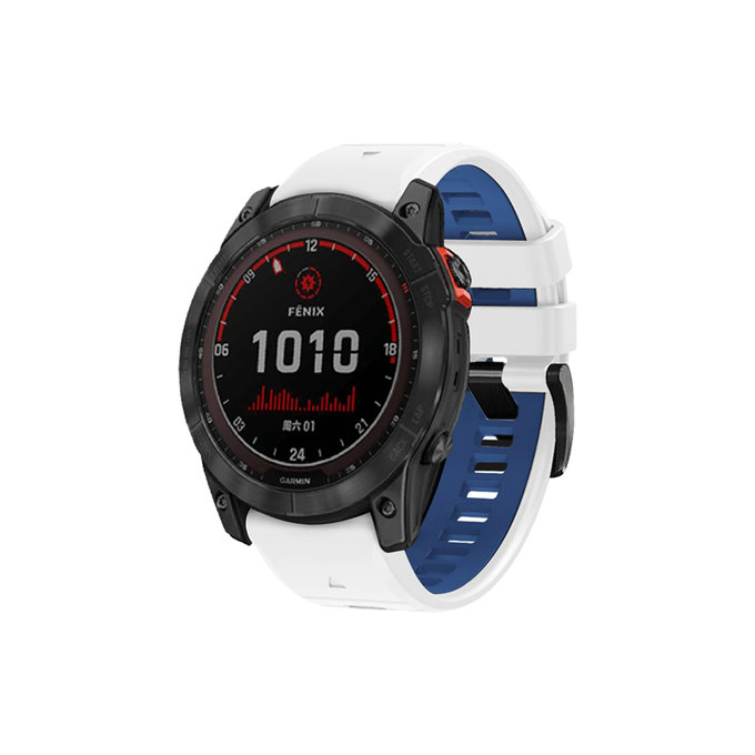 FixPremium - Dvoubarevný silikonový řemínek pro Garmin (QuickFit 26 mm), bílý
