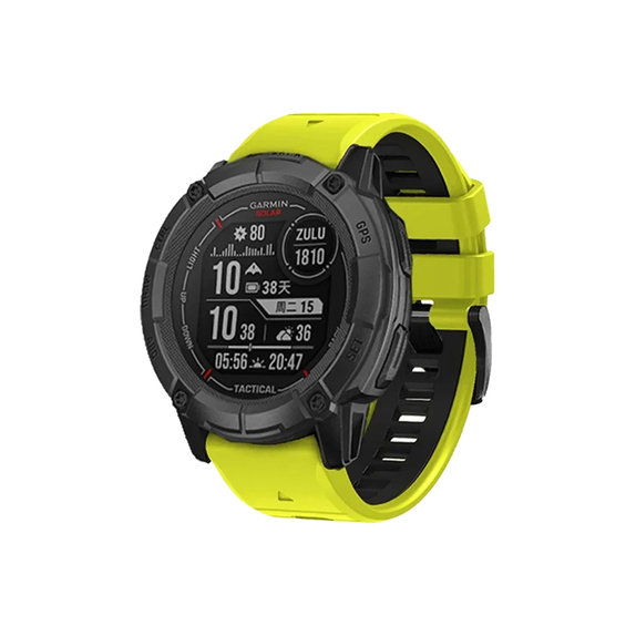 FixPremium - Dvoubarevný silikonový řemínek pro Garmin (QuickFit 22 mm), zelený