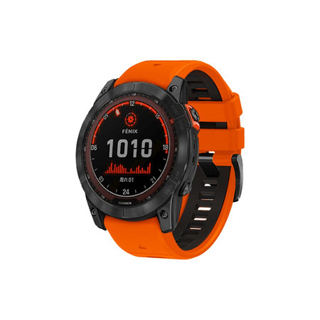 FixPremium - Dvoubarevný silikonový řemínek pro Garmin (QuickFit 22 mm), oranžový