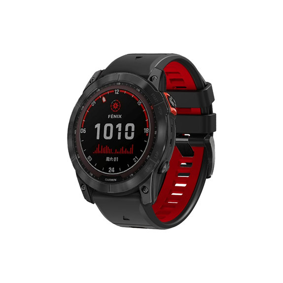 FixPremium - Dvoubarevný silikonový řemínek pro Garmin (QuickFit 22 mm), černý
