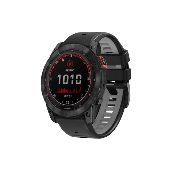 FixPremium - Dvoubarevný silikonový řemínek pro Garmin (QuickFit 22 mm), černý