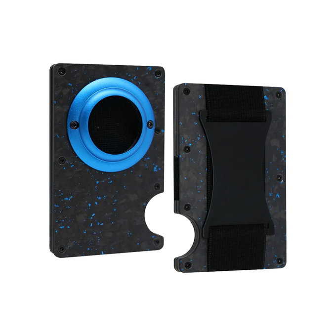 FixPremium - Peněženka AirTag Carbon s páskem, modrá