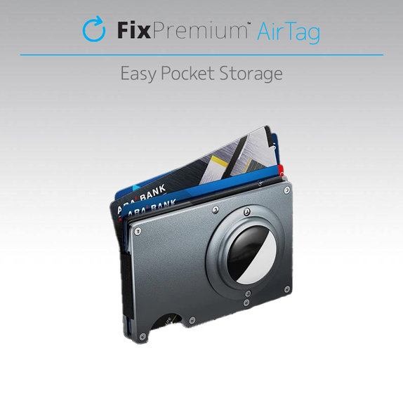 FixPremium - Peněženka AirTag Carbon s klipem, černá