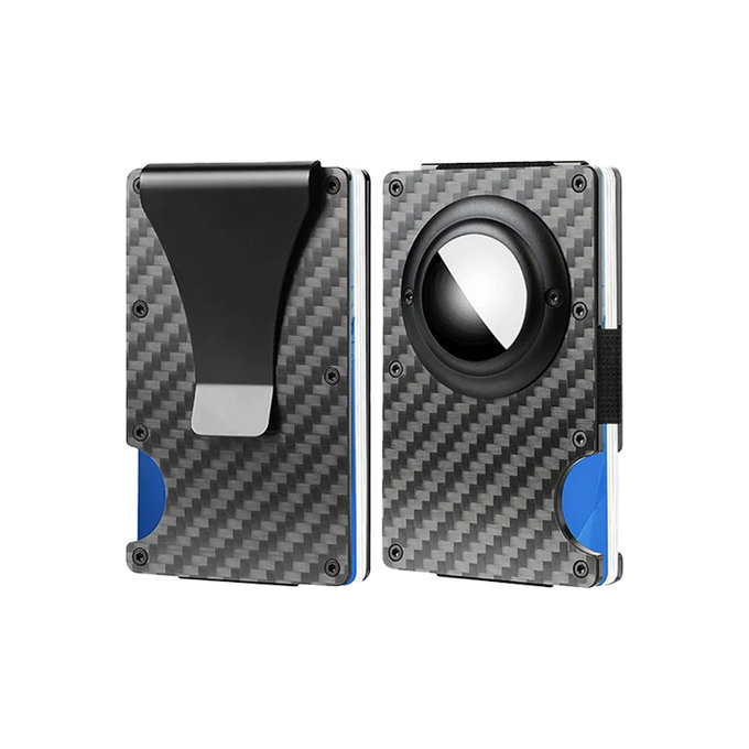 FixPremium - Peněženka AirTag Carbon s klipem, černá