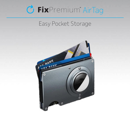 FixPremium - Peněženka AirTag Carbon s klipem, modrá