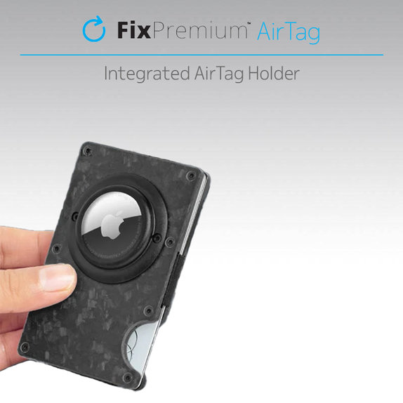 FixPremium - Peněženka AirTag Carbon s klipem, modrá