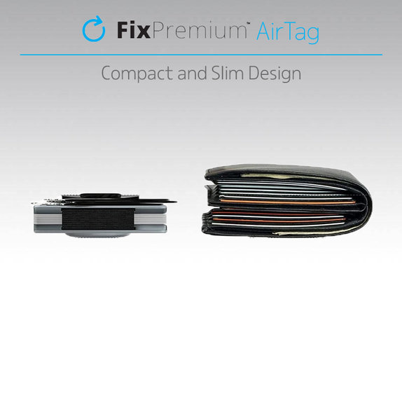 FixPremium - Peněženka AirTag Carbon s klipem, modrá