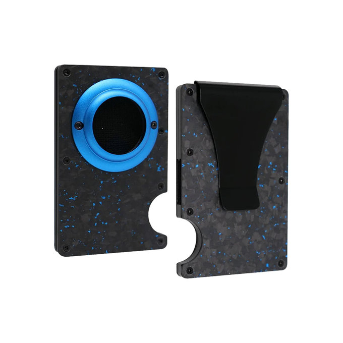 FixPremium - Peněženka AirTag Carbon s klipem, modrá