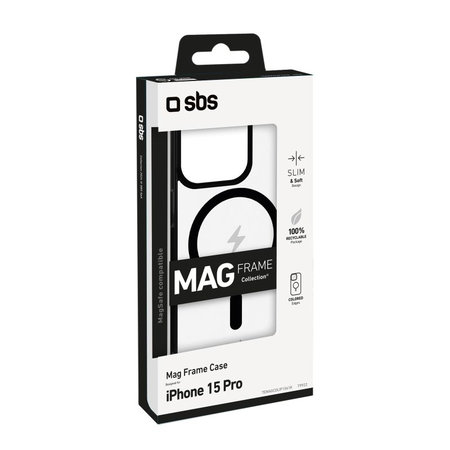 SBS - Pouzdro Mag Frame kompatibilní s MagSafe pro iPhone 15 Pro, černá