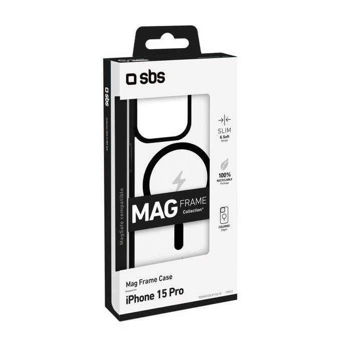 SBS - Pouzdro Mag Frame kompatibilní s MagSafe pro iPhone 15 Pro, černá