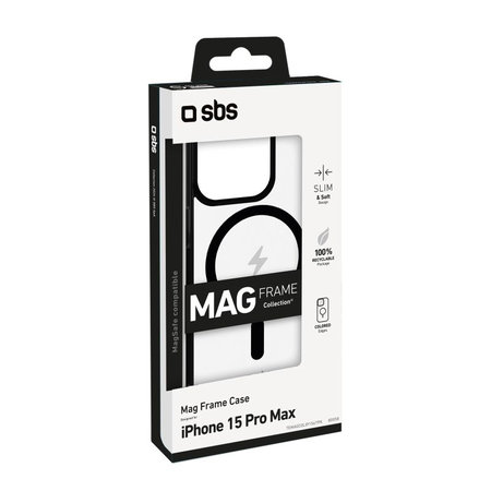 SBS - Pouzdro Mag Frame kompatibilní s MagSafe pro iPhone 15 Pro Max, černá