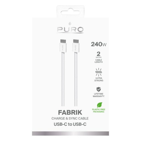 PURO - USB-C Kabel / USB-C, 240W, Fabrik FABK4, 2 m, bílá