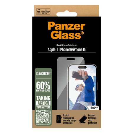 PanzerGlass - Tvrzené sklo pro iPhone 16, transparentní