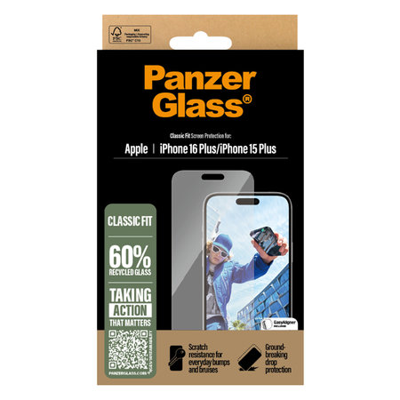 PanzerGlass - Tvrzené sklo pro iPhone 16 Plus, transparentní