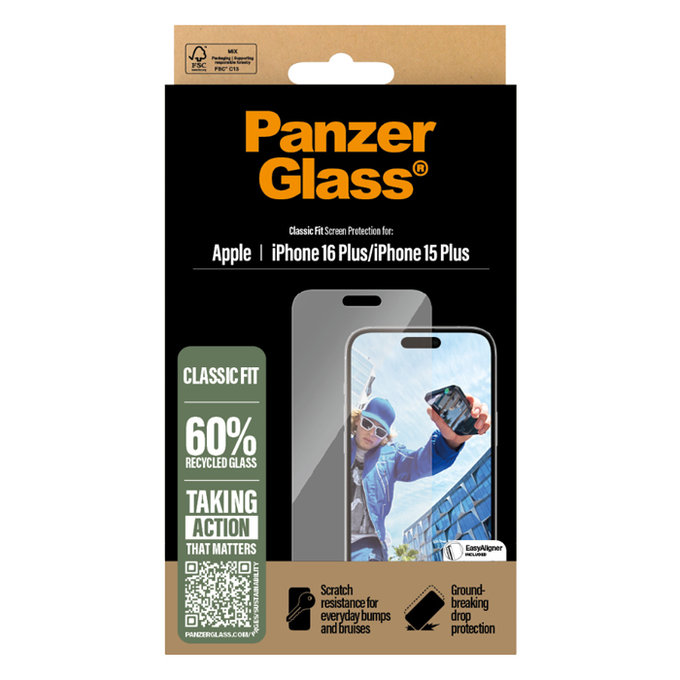 PanzerGlass - Tvrzené sklo pro iPhone 16 Plus, transparentní