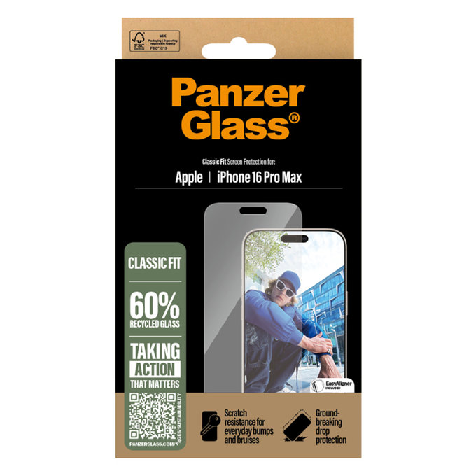 PanzerGlass - Tvrzené sklo pro iPhone 16 Pro Max, transparentní