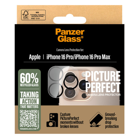 PanzerGlass - Ochranný Kryt Objektivu Fotoaparátu PicturePerfect pro iPhone 16 Pro a 16 Pro Max, transparentní