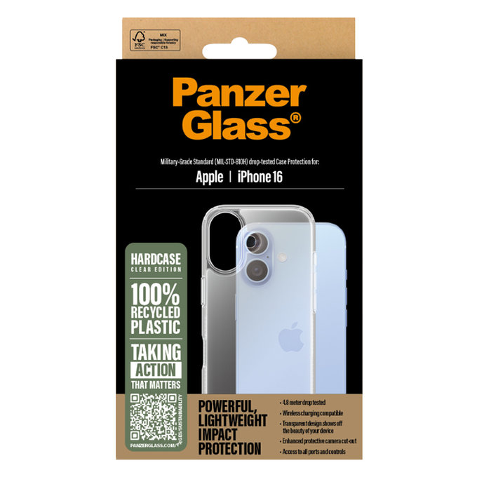 PanzerGlass - Puzdro HardCase pro iPhone 16, transparentní