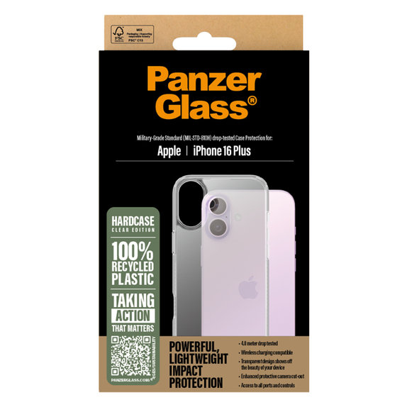 PanzerGlass - Puzdro HardCase pro iPhone 16 Plus, transparentní