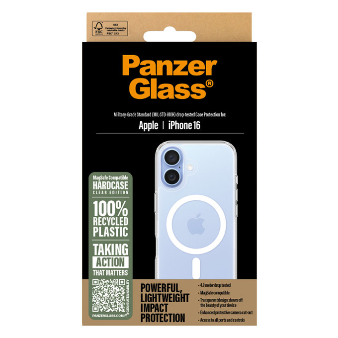 PanzerGlass - Puzdro HardCase s MagSafe pro iPhone 16, transparentní