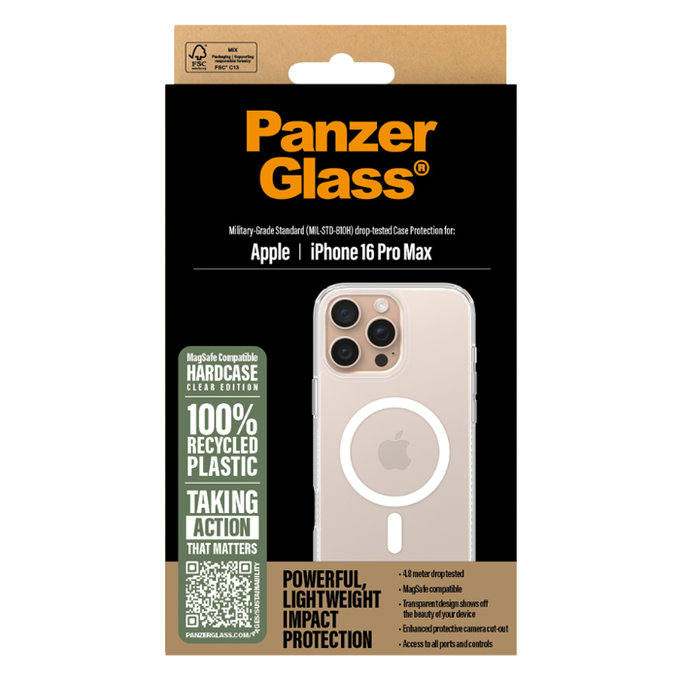 PanzerGlass - Puzdro HardCase s MagSafe pro iPhone 16 Max Pro, transparentní