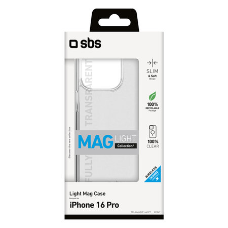SBS - Puzdro Light Mag s MagSafe pro iPhone 16 Pro, transparentní