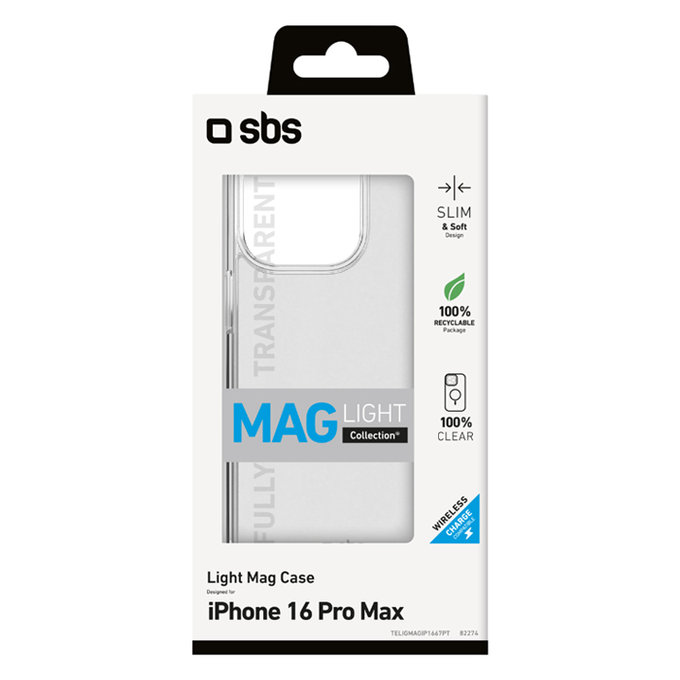 SBS - Puzdro Light Mag s MagSafe pro iPhone 16 Pro Max, transparentní