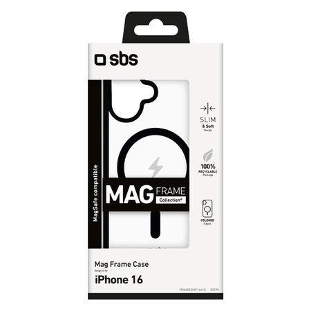 SBS - Puzdro Mag Frame s MagSafe pro iPhone 16, černá