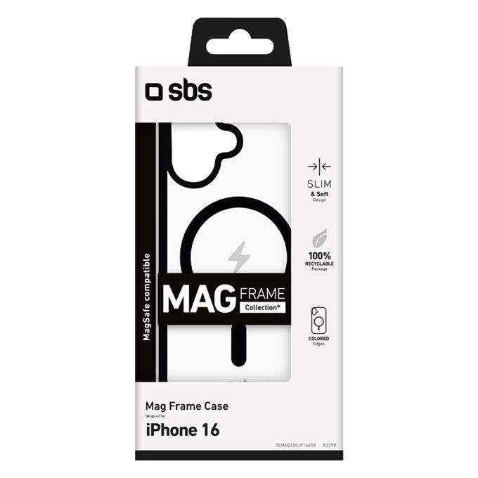 SBS - Puzdro Mag Frame s MagSafe pro iPhone 16, černá