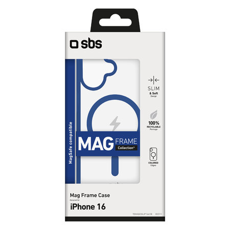 SBS - Puzdro Mag Frame s MagSafe pro iPhone 16, modra