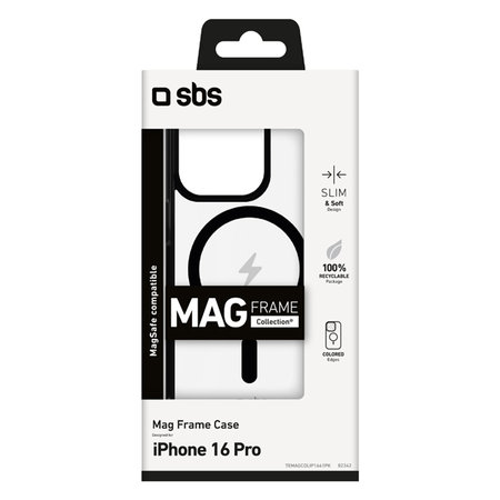 SBS - Puzdro Mag Frame s MagSafe pro iPhone 16 Pro, černá