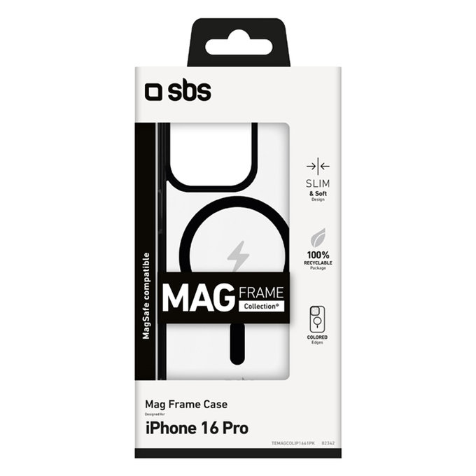 SBS - Puzdro Mag Frame s MagSafe pro iPhone 16 Pro, černá