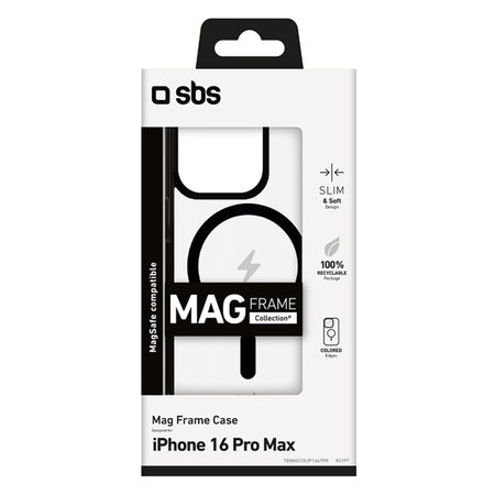 SBS - Puzdro Mag Frame s MagSafe pro iPhone 16 Pro Max, černá