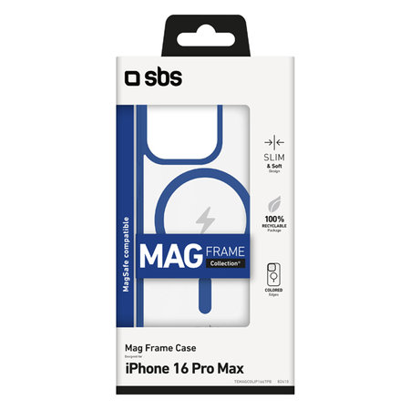 SBS - Puzdro Mag Frame s MagSafe pro iPhone 16 Pro Max, modra