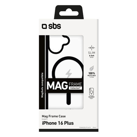 SBS - Puzdro Mag Frame s MagSafe pro iPhone 16 Plus, černá