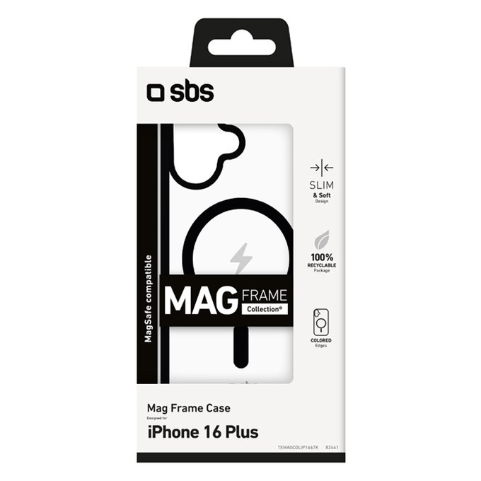 SBS - Puzdro Mag Frame s MagSafe pro iPhone 16 Plus, černá