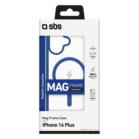 SBS - Puzdro Mag Frame s MagSafe pro iPhone 16 Plus, modra