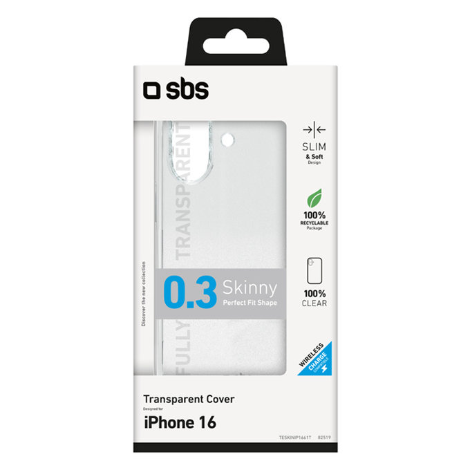 SBS - Puzdro Skinny pro iPhone 16, transparentní