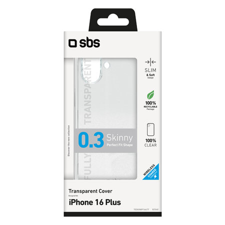 SBS - Puzdro Skinny pro iPhone 16 Plus, transparentní