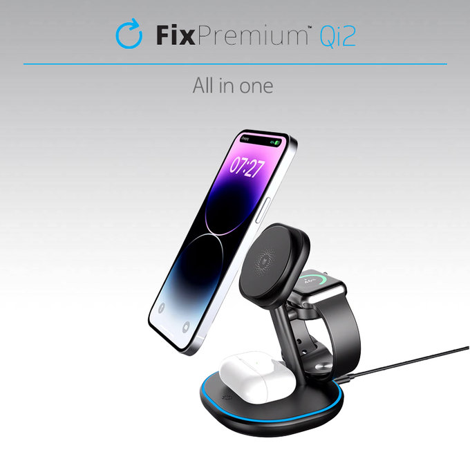 FixPremium - MagSafe Nabíjecí Stojan s Qi2, černá