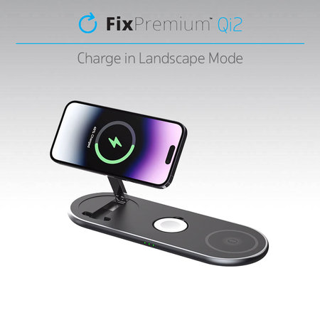 FixPremium - Nabíjecí Stojan s Qi2 pro iPhone, Apple Watch a AirPods, černá