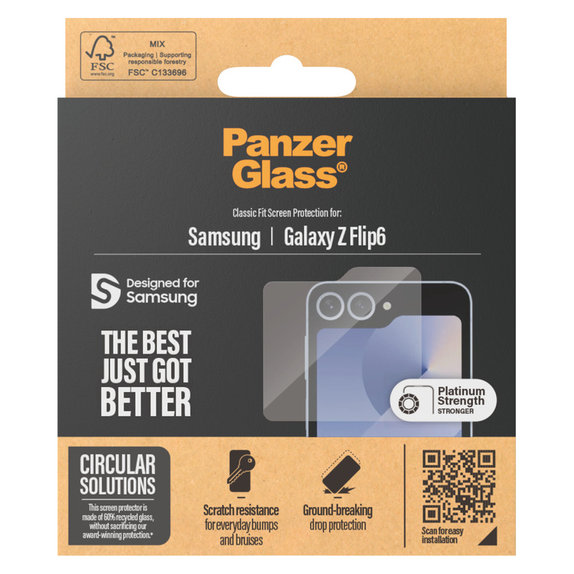Tvrzené sklo Classic Fit pro Samsung Galaxy Z Flip6, Čirá, PanzerGlass