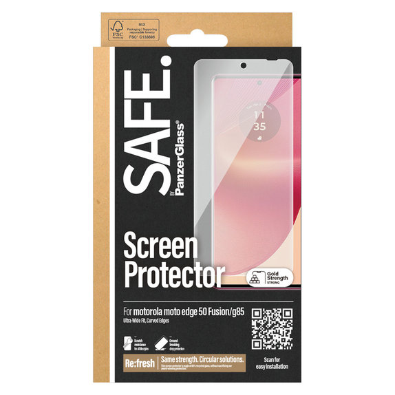 Tvrzené sklo UWF pro Motorola Moto G85 5G/Edge 50 Fusion, Černá, SAFE by PanzerGlass