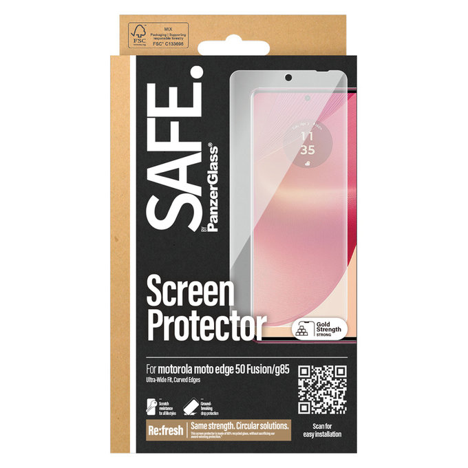 Tvrzené sklo UWF pro Motorola Moto G85 5G/Edge 50 Fusion, Černá, SAFE by PanzerGlass