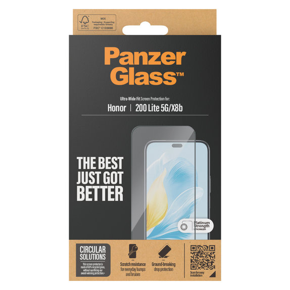 Tvrzené sklo UWF pro Honor 200 Lite, Černá, PanzerGlass