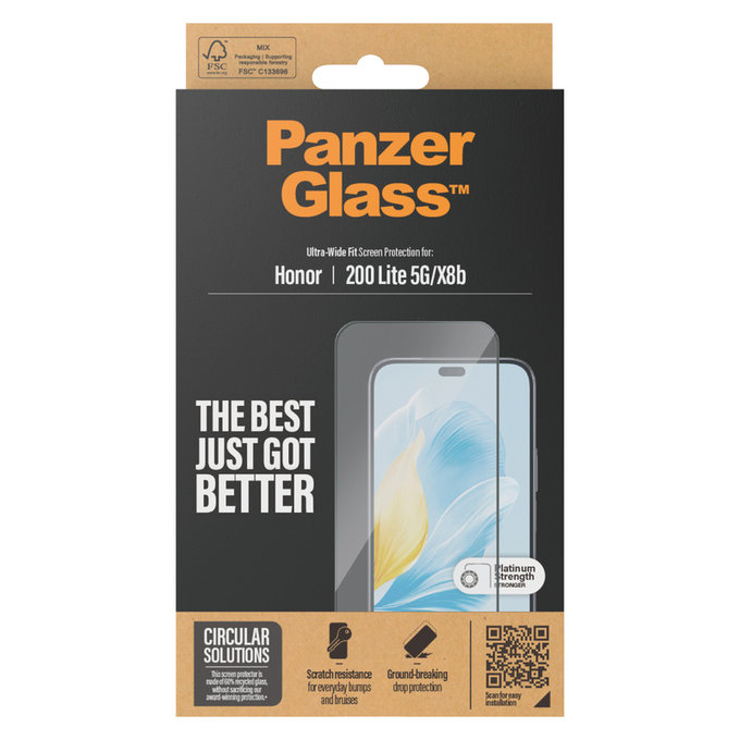 Tvrzené sklo UWF pro Honor 200 Lite, Černá, PanzerGlass