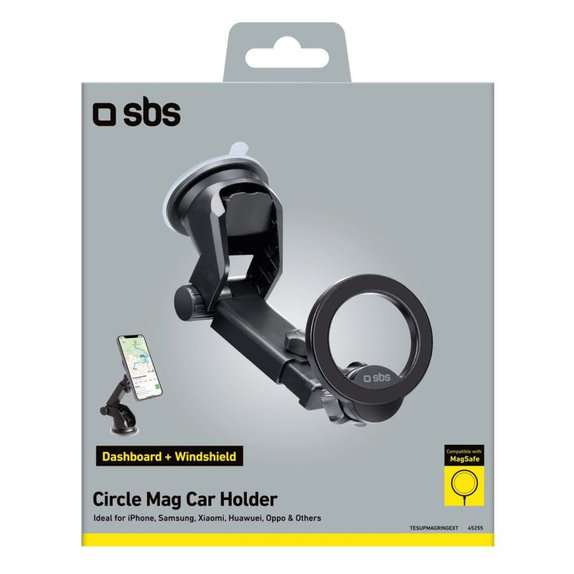 SBS - Držák do auta Circle Mag s teleskopickým ramenem, MagSafe, černá