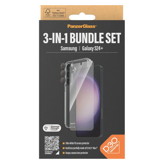 Bundle Hoops + Tvrzené sklo UWF + Hard Case D3O pro Samsung Galaxy S24+, PanzerGlass