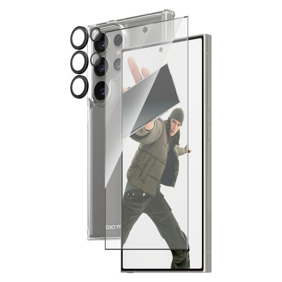 Bundle Hoops + Tvrzené sklo UWF + Hard Case D3O pro Samsung Galaxy S24 Ultra, PanzerGlass